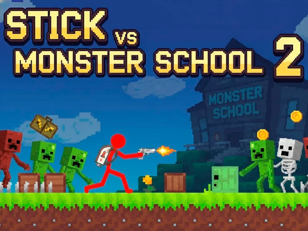 Stick vs Monster School 2 🕹️ Play online on SGameS Preview